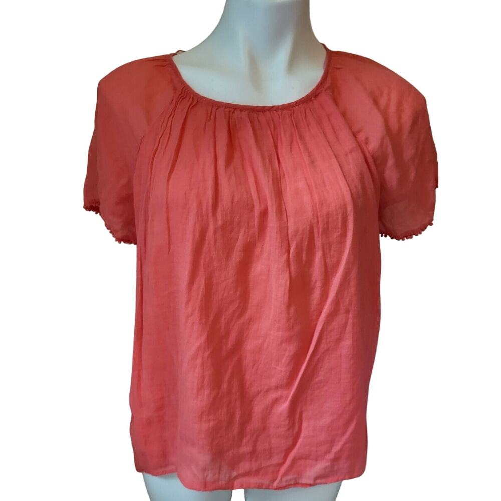 Zara Women CORAL Short Sleeve Blouse S